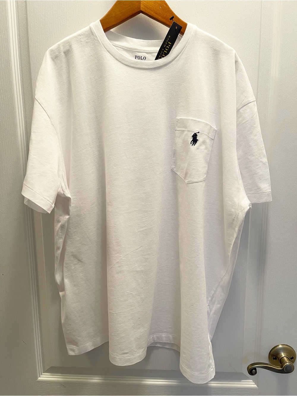 Ralph Lauren White Short-Sleeve Pocket Tee with Navy Pony